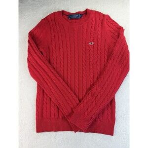Vineyard Vines Boys Red Cable Chunky Sweater Size L(14)Cotton Cashmere Christmas